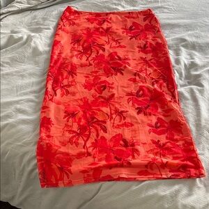 Princess Polly Red Floral Pencil Skirt